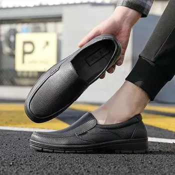 Rain boots men s low-top business imitation leather shoes non-slip waterproof breathable water shoes fashion chef work rubber shoes men s rain shoes 40