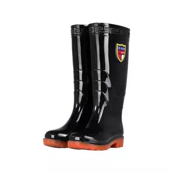 Rain Boots Wholesale Anti-slip Unisex Cheap Long Design Wellington Pvc Rain Boots Gum Boots Safety Waterproof for Men 40 чёрный