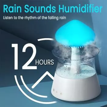 Rain Cloud Air Humidifiers 300ml with 7 Colors Mood Light Aroma Diffuser White Noise Raindrop Humidifiers for Home Bedroom Gift белый