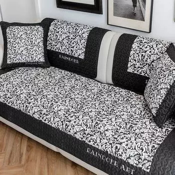 Rain Flower 2024 Средневековый Мастер Чистый Хлопок Ткань для Подушек Дивана Нескользящая Круглогодичная Нейтральная Спинка Кожаные Подушки для Сиденья Дивана Mo Ying Glaze 45*45cm pillowcase