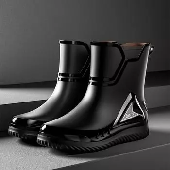 Rain shoes men s medium tube non-slip waterproof shoes new fashion outdoor water boots thermal short tube rubber shoes men s fashion 39 чёрный