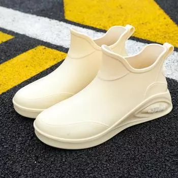 Rain shoes women s lightweight overshoes fleece wear-resistant rubber shoes low-top fashion outer wear short rain boots non-slip water shoes fashion 36