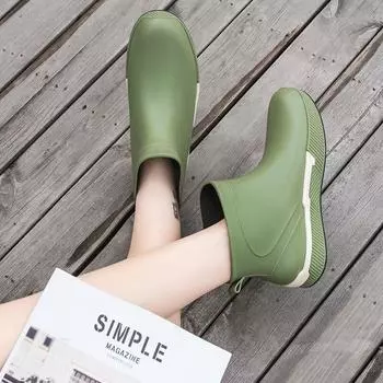 Rain shoes women s new Korean version of fashionable adult medium tube Martin boots, comfortable and velvet warm rain boots for all seasons 36 чёрный