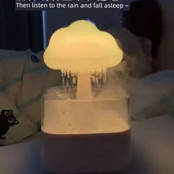Rain Sound Sleep Aid Humidifier Creative Mushroom Cloud Atmosphere Night Light For Home Small Mute Small Aromatherapy Humidifier Mushroom cloud rain humidifier [plug-in]]