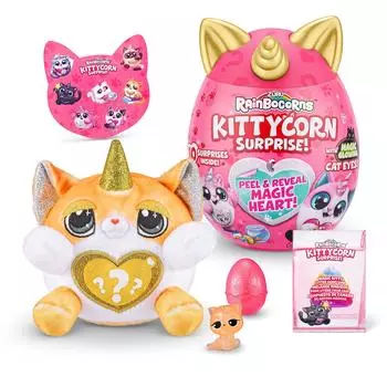 Rainbocorns Kittycorn Surprise Series 1 от Collectible Plush Stuffed Surprise Sticker Jelly Slime Ages for Children (Экзотическая кошка) ЗУРУ, Животное, Яйцо,