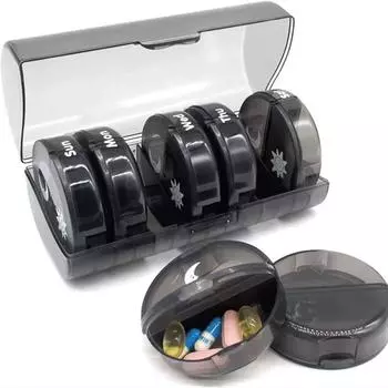 Rainbow 7 Days Pill Box Organizer Пластиковый контейнер для хранения таблеток Портативный футляр для лекарств Еженедельная аптечка первой помощи Кепка для стола