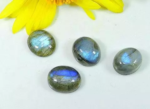 Rainbow Blue Labradorite Oval Shape Cabochon 03-12MM Loose Gemstone 4Pcs Lot LM-1117