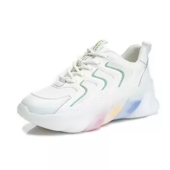 Rainbow bottom dad shoes women s spring 2025 new leather women s shoes thick sole heightening sports casual running shoes children 35