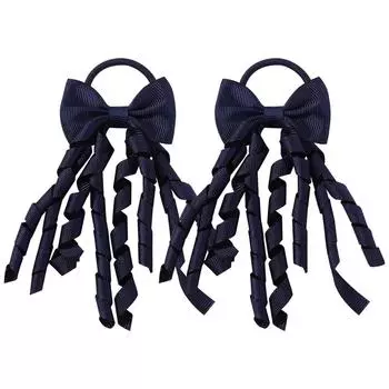 RAINBOW BOWS Grosgrain Ribbon Long Hair Ties Bows for Baby Girls Curly Hair Bows Elastic Colorful Kids Hair Band 2Pcs/lot Whole