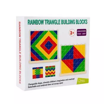 Rainbow Building Block Fun Stacking Set Of Columns Baby Puzzle Early Education Geometric Shape Decomposition Creative Collage Wooden Toys