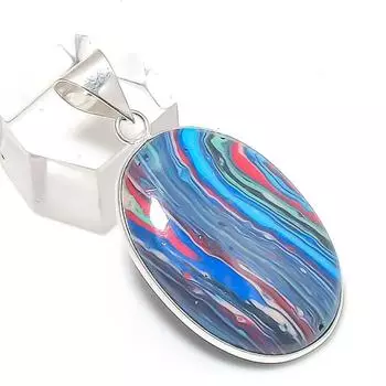 Rainbow Calsilica Gemstone Handmade 925 Sterling Silver Pendant 1.77 P5p37