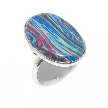 Rainbow Calsilica Gemstone Handmade 925 Sterling Silver Jewelry Ring Size 7 Q7q20