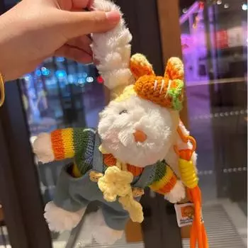 Rainbow Carrot Overalls Lobster Rabbit Bag Pendant Cartoon Cute Plush Doll Keychain Gift 4 Inch