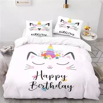 Rainbow Cats 3D Bedding Set Print Duvet Cover Set with Pillowcase 2/3pcs Single Double Twin Full Queen King Size Bedroom Decors 135x200cm