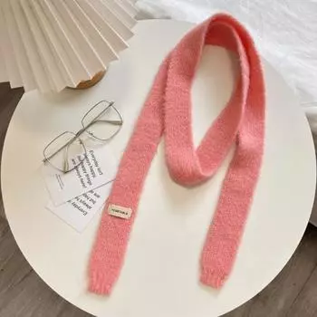 Rainbow Color Y2K Thin Scarf Korean Style Harajuku Knitted Scarf Sweet Long Narrow Scarves Autumn