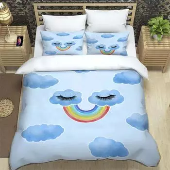 Rainbow Fresh classics Pattern Printing soft and comfortable Complete size Customizable comforter bedding sets EU single(135x200cm)