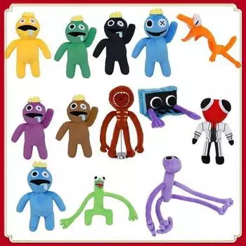 Rainbow Friends roblox, плюшевая игрушка, мультяшный игровой персонаж, кукла, кавайный синий монстр, мягкие игрушки для детей, рождественские подарки