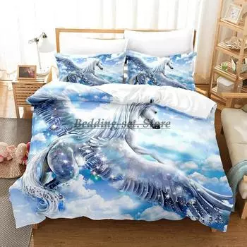 Rainbow Horse unicorn Bedding Set Single Twin Full Queen King Size Bed Set Aldult Kid Bedroom Duvetcover Sets Bed Sheet Set 70x133cm 2pcs