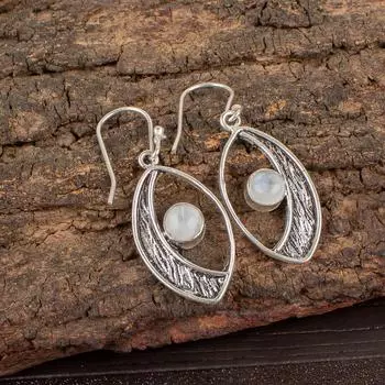 Rainbow Moonstone Gemstone 925 Sterling Silver Jewelry Handmade Earrings 1.60 EE-61-24
