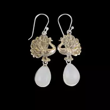 Rainbow Moonstone Gemstone 925 Sterling Silver Jewelry Handmade Earrings 2.20 EE-44-29