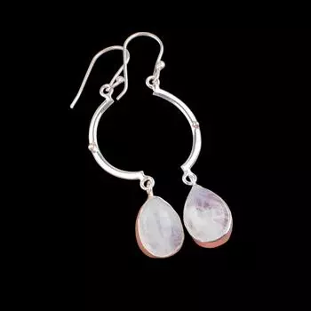Rainbow Moonstone Gemstone 925 Sterling Silver Jewelry Handmade Earrings 2.60 EE-43-30