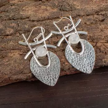 Rainbow Moonstone Gemstone 925 Sterling Silver Jewelry Handmade Earrings 1.78 EE-64-19