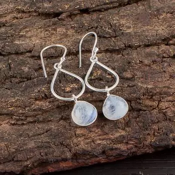 Rainbow Moonstone Gemstone 925 Sterling Silver Jewelry Handmade Earrings 1.90 EE-19-32