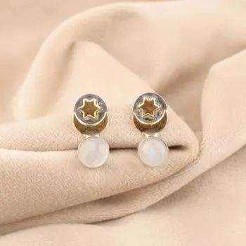 Rainbow Moonstone Gemstone 925 Sterling Silver Jewelry Handmade Earrings 0.8 EE-141-21