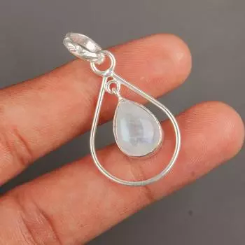 Rainbow Moonstone Gemstone 925 Sterling Silver Jewelry Handmade Pendant 1.60 PP-3-29
