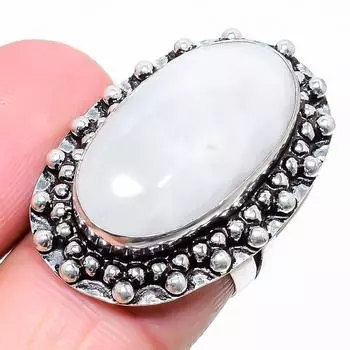 Кольцо с радужным лунным камнем из стерлингового серебра 925 пробы, размер 7 v7Y10 7 белый