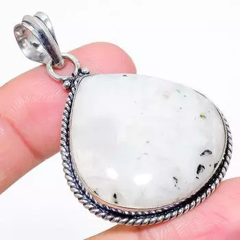 Rainbow Moonstone Gemstone 925 Sterling Silver Jewelry Pendant 2.17 s0Z83 белый