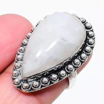 Rainbow Moonstone Gemstone 925 Sterling Silver Jewelry Ring Size 7.5 i5Q12 7.5 белый
