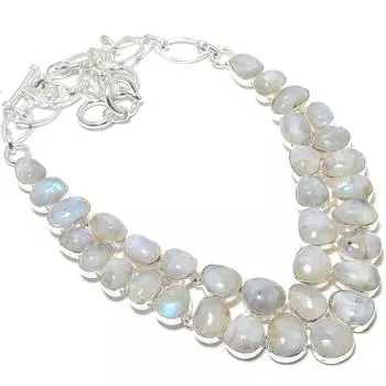 Rainbow Moonstone Gemstone Handmade 925 Silver Jewelry Necklace 18 JCN484-95