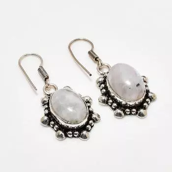 Ювелирные серьги ручной работы с радужным лунным камнем, посеребренные 925 пробы, 1,51 дюйма