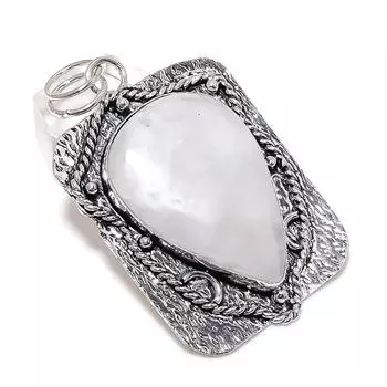 Rainbow Moonstone Gemstone Handmade 925 Sterling Silver Pendant 2.44 a3C36