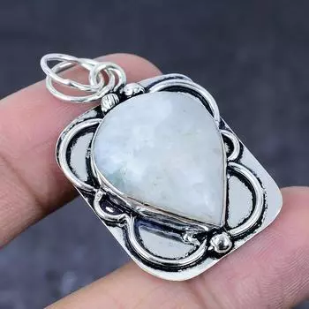 Rainbow Moonstone Gemstone Handmade 925 Sterling Silver Gift Pendant 1.81 c2h96