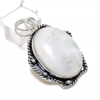 Rainbow Moonstone Gemstone Handmade 925 Sterling Silver Pendant 1.97 D1J17