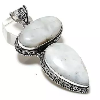 Rainbow Moonstone Gemstone Handmade 925 Sterling Silver Pendant 2.96 V9Y03