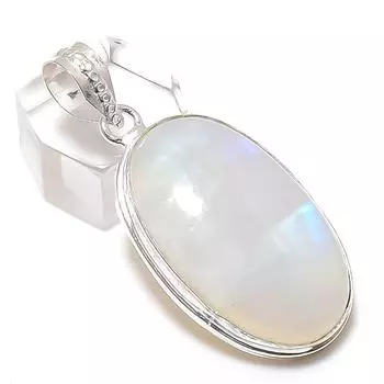 Rainbow Moonstone Gemstone Handmade 925 Sterling Silver Pendant 1.89 R2m14