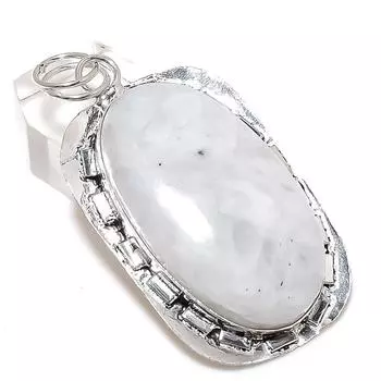 Rainbow Moonstone Gemstone Handmade 925 Sterling Silver Pendant 2.52 W5F95