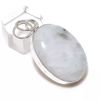Rainbow Moonstone Gemstone Handmade 925 Sterling Silver Pendant 1.89 F0R47