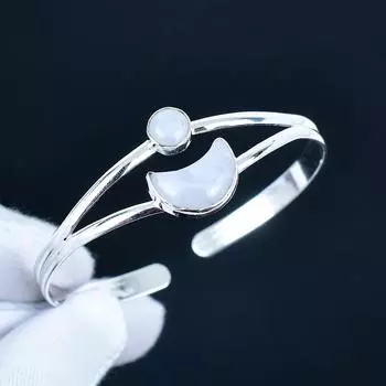 Rainbow Moonstone Gemstone Handmade Cuff Bangle 925 Sterling Silver Cuff Bangle, Moonstone Bracelet For Wife, Unisex Bangle, Gift 7 белый