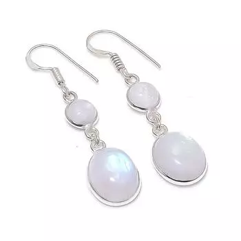 Rainbow Moonstone Handmade 925 Sterling Silver Jewelry Earring 1.85 n5a93