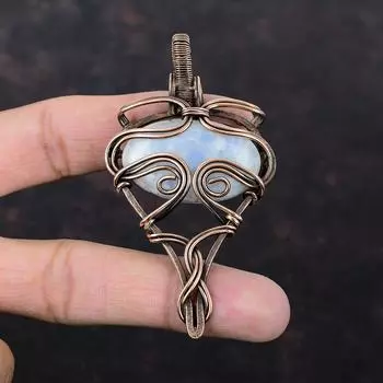 Подвеска Rainbow Moonstone, обернутая медной проволокой, подвеска Rainbow Moonstone, ювелирные изделия Handmade, кулон в подарок для женщин, ювелирные изделия из медной проволоки