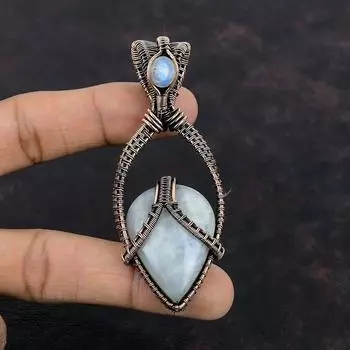 Rainbow Moonstone Pendant Copper Wire Wrapped Gemstone Pendant Moonstone Jewelry Handmade Unique Pendant Copper Wire Jewelry Gift For Mother