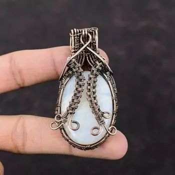Rainbow Moonstone Pendant Copper Wire Wrapped Gemstone Pendant Unique Pendant Wire Wrap Jewelry Handmade Pendant Copper Jewelry Gift For Mom