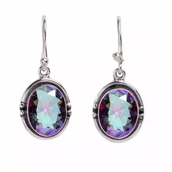 Rainbow Mystic Fire Topaz 925 Sterling Silver Earring V777, Rainbow Earring, Oval Earring, Valentin s Day Gift, Gift For Her, Birthday Gift, Handmade