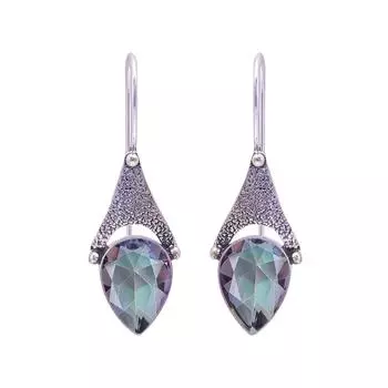 Rainbow Mystic Fire Topaz 925 Sterling Silver Earring V9657, Rainbow Earring, Pear Earring, Valentin s Day Gift, Gift For Her, Birthday Gift, Handmade