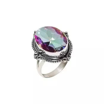 Rainbow Mystic Fire Topaz 925 Sterling Silver Ring V6419, Rainbow Ring, Oval Ring, Valentin s Day Gift, Gift For Her, Birthday Gift, Handmade Jewelry,
