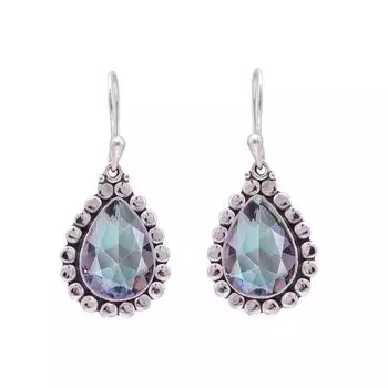 Rainbow Mystic Fire Topaz 925 Sterling Silver Earring V9577, Rainbow Earring, Pear Earring, Valentin s Day Gift, Gift For Her, Birthday Gift, Handmade